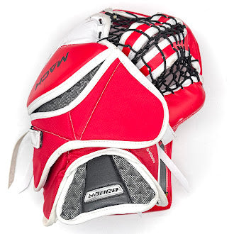 Bauer Supreme Mach - Gant de gardien de but Pro Stock d'occasion (rouge/blanc/noir)